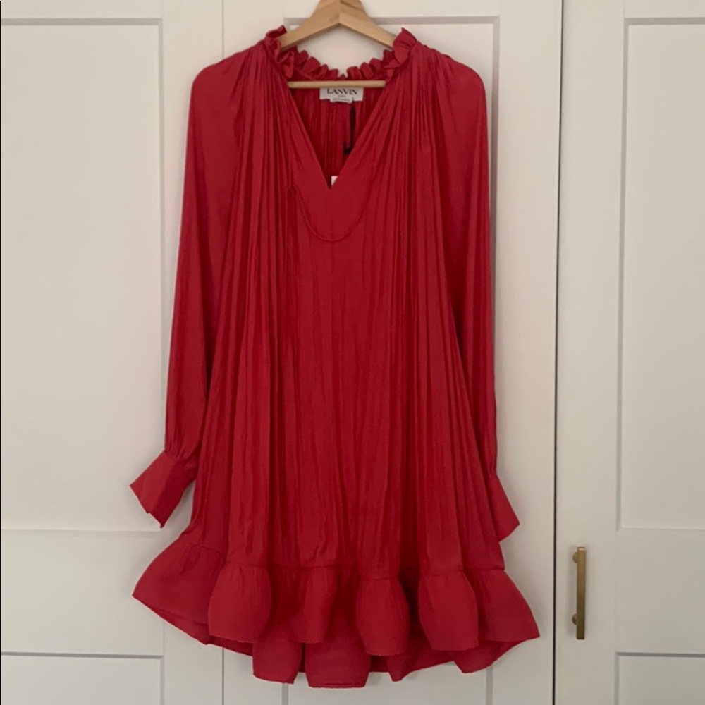 Lanvin Ruffled Charmeuse Mini Dress